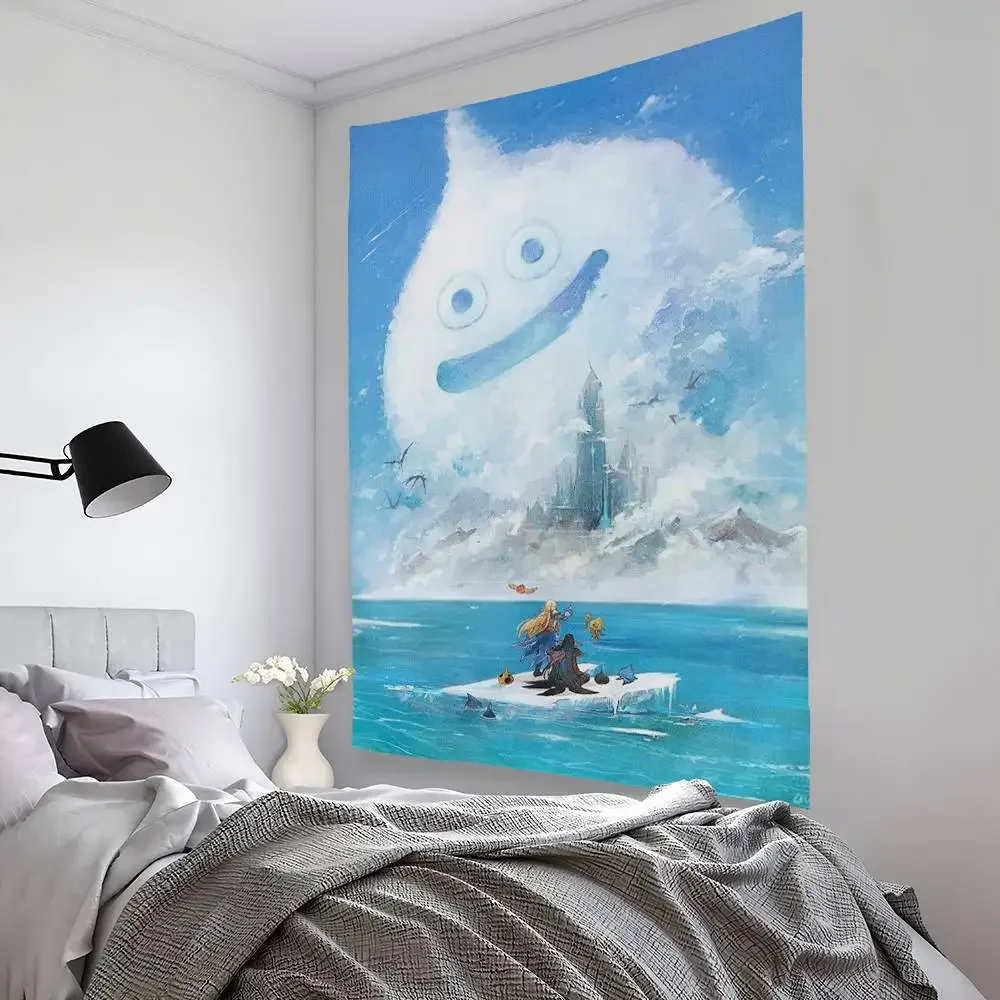 D-Dragon Quest Slime Tapestry Bedroom Living Bar Garden Outdoor Microfiber festival Decoration Background Art Banner