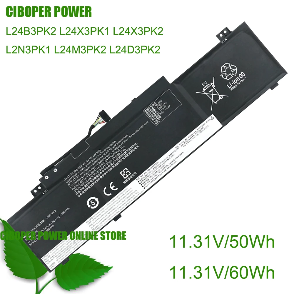CP Laptop Battery L24B3PK2 L24D3PK3 L24M3PK3 L24X3PK2 L24N3PK2 50WH 60WH For IdeaPad Slim 3 14 15 16 Series Notebook