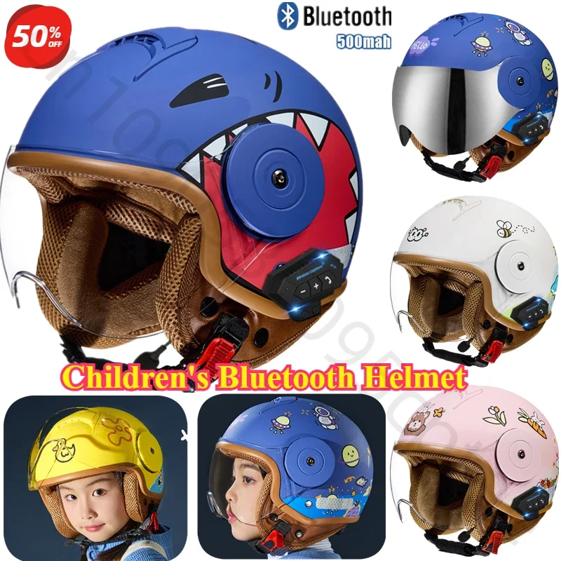 Children's Motocross Motorcycle Bluetooth Helmet Comfortable Motos Protective Carton Scooter Safety Helmets