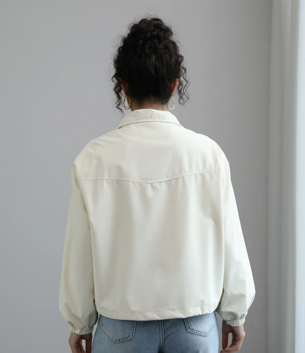 European American Autumn New Fashion Women's Solid Color Stand Collar Long Sleeve Simple Basic Casual Trendy Jackets Female Coat