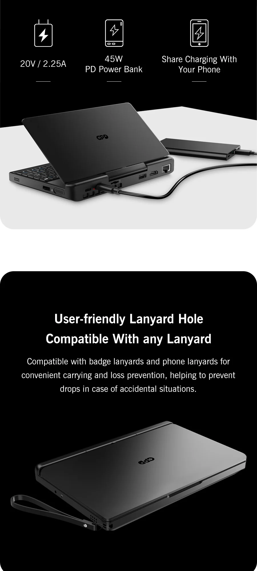 New 7-inch Screen Mini Laptop GPD MicroPC 2 Intel® Core™ I3-N250 16GB/512GB Portable Laptop Computer Notebook Windows 11