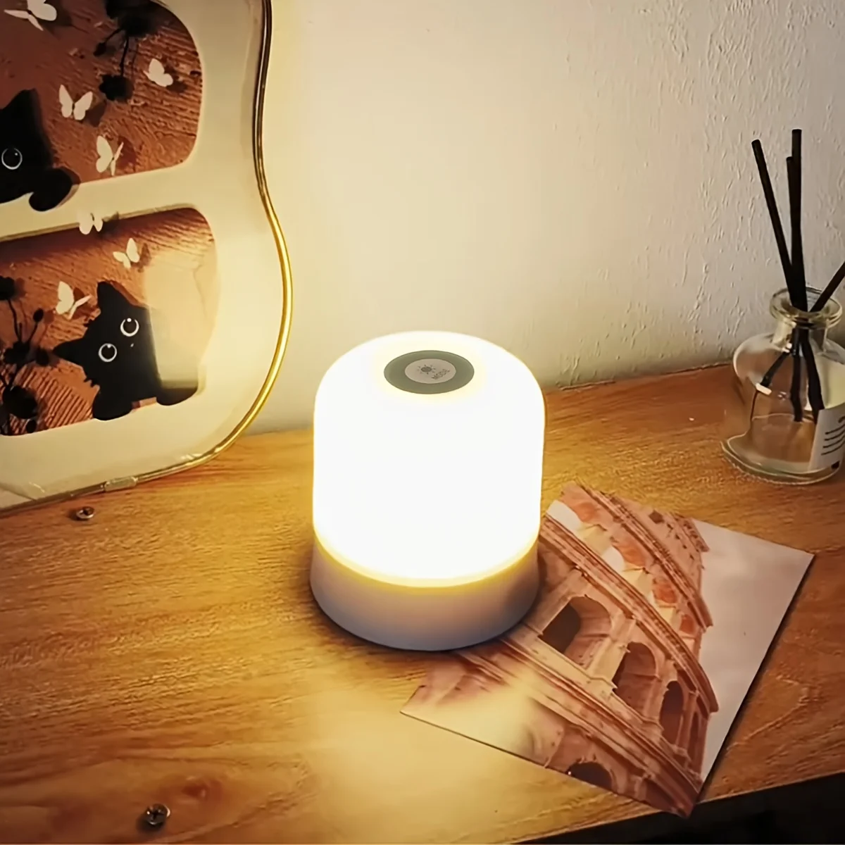 1pc LED bedside lamp, touch switch, temperature and light color conversion, infinitely adjustable brightness, soft lighting