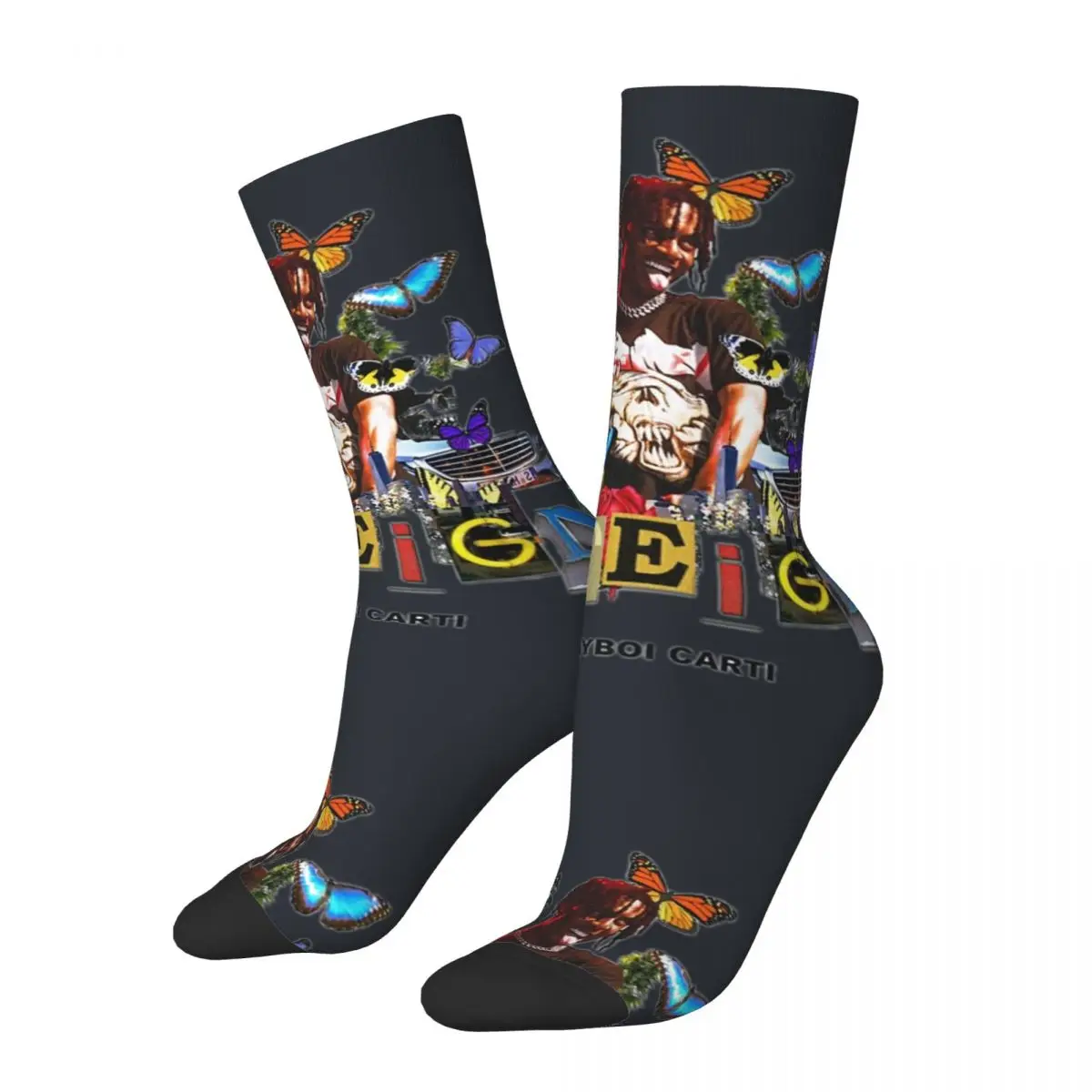 Hip Hop Vintage Crazy Men's Socks Unisex playboi carti Harajuku Seamless Printed Crew Sock Boys official-website tops fugees