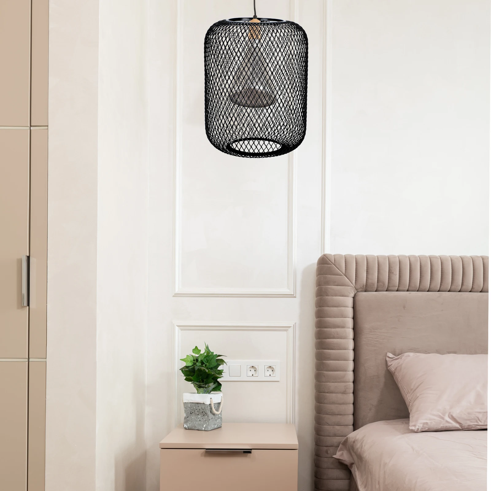

s Modern Minimalist Metal Mesh Cylinder Lampshade 15x19cm Coated Easy Install Bedroom Living Room Decorative