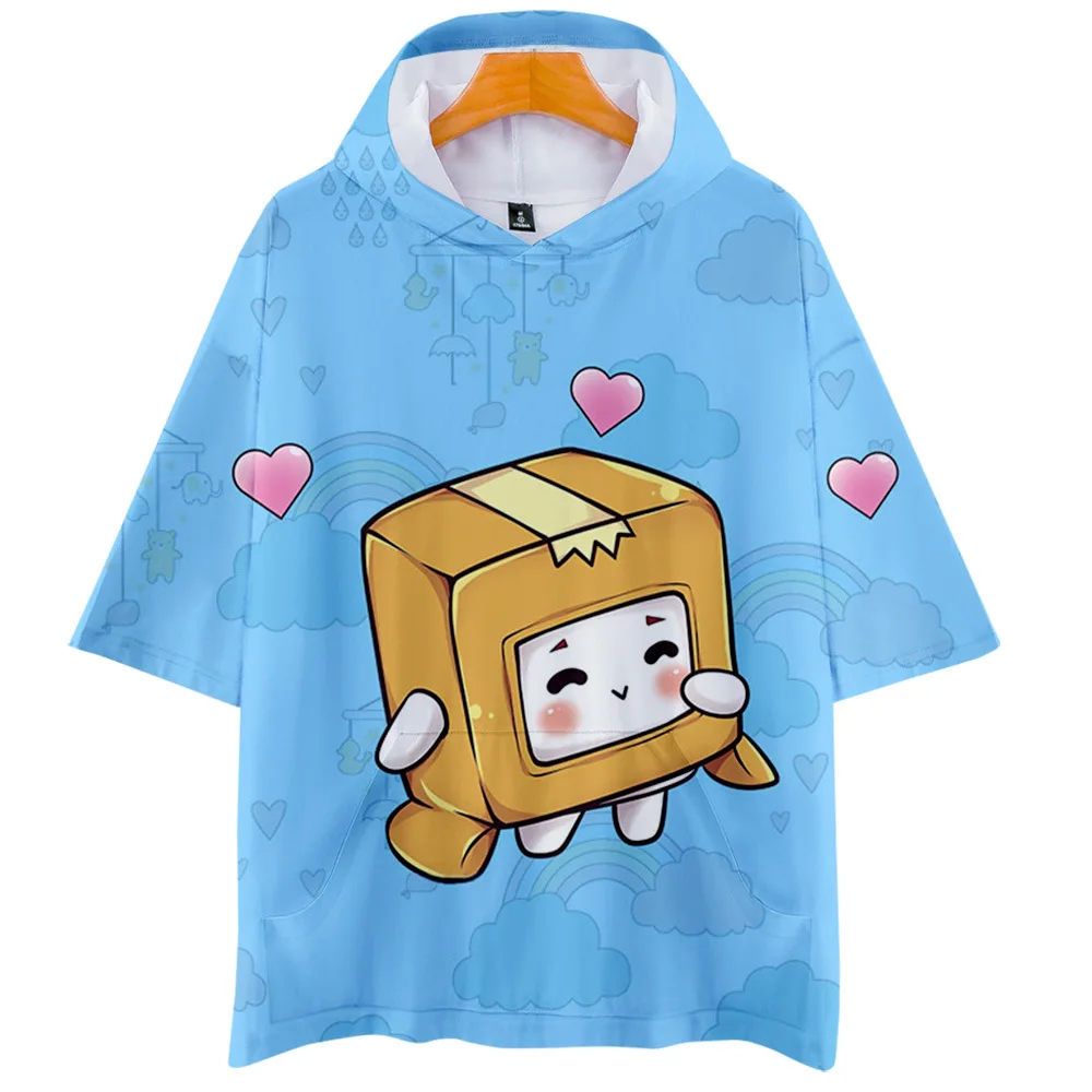 تي شيرت فضفاض مناسب بقلنسوة كاجوال Sle للرجال والنساء LankyBox Viral Internet Celebri Faion لربيع وصيف رقيق... #4