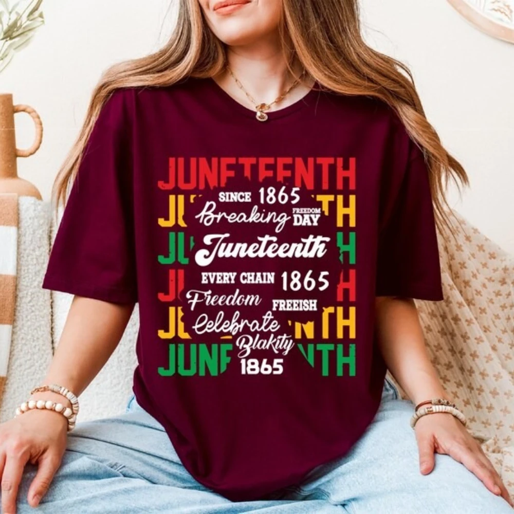 Juneteenth Shirt Breaking Every Chain Freedom Day Clothing Black History Women T-shirt Black Lives Matter Shirt Summer Tops