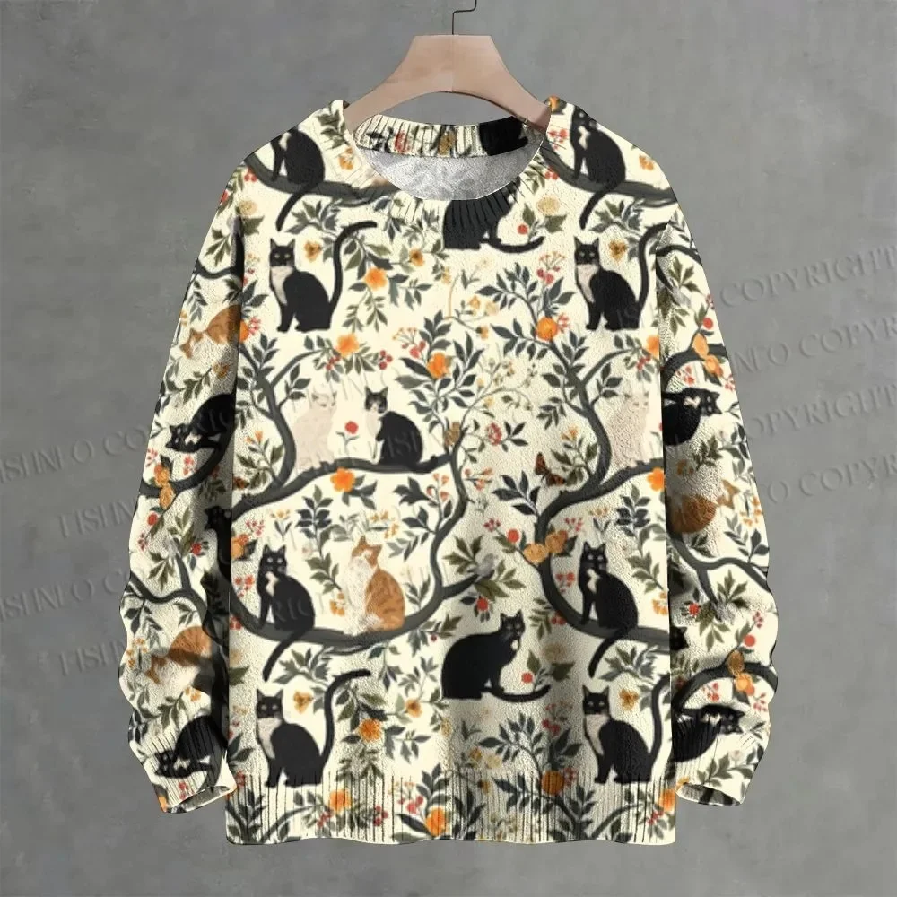 Forest Friends Crew Neck Sweater Printed Knit Sweatshirt Women For Men Sweater