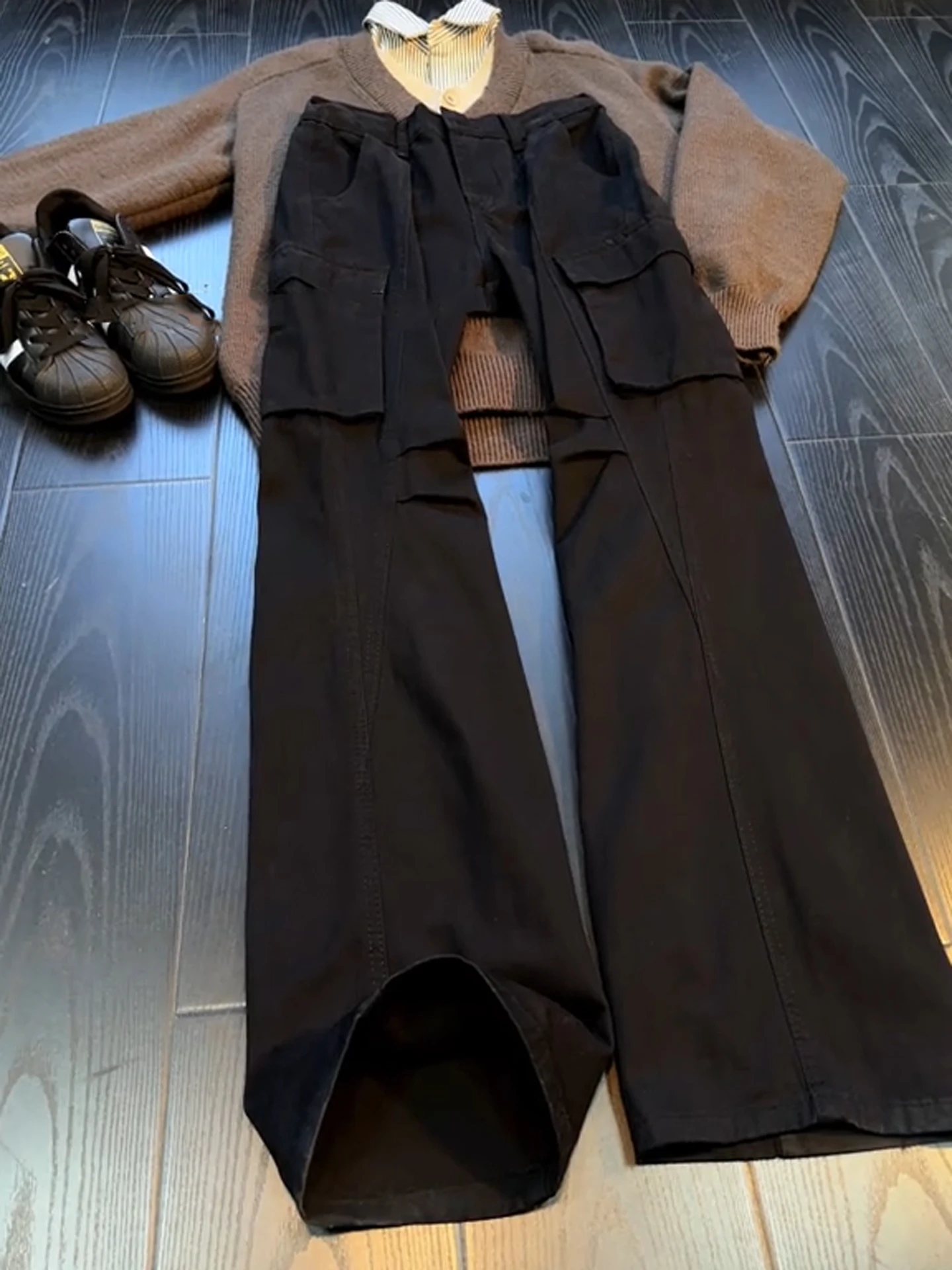

American Sle Men's Workwear Jeans Bla Straight Leg Micro Flared Pants Retro Trendy Autumn Winter mid Waist Zipper Casual