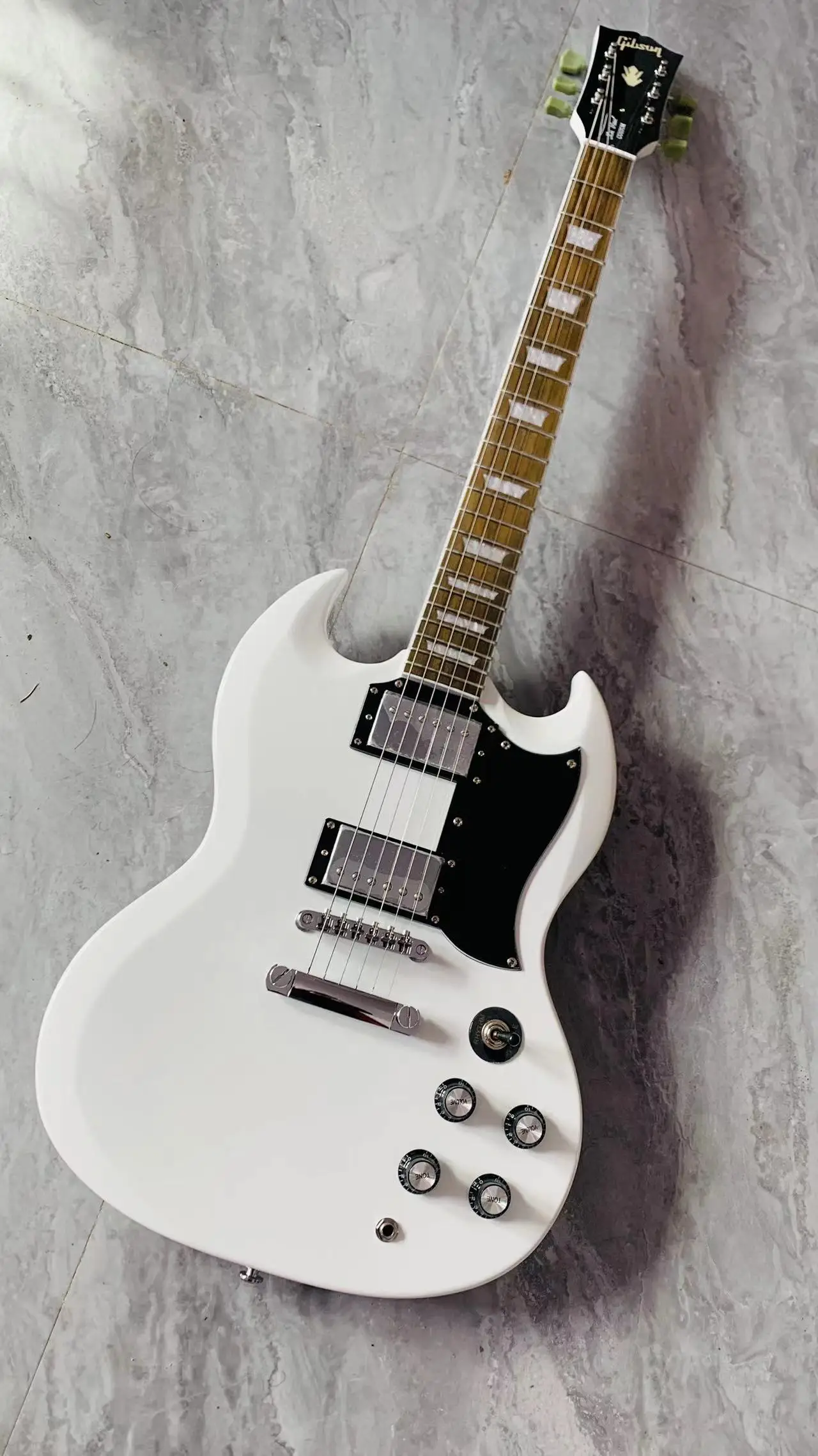 SG Electric Guitar Cream  White Color Golden Hardware Mahogany Body 6 Strings Handcrafted Guita，Free shipping,