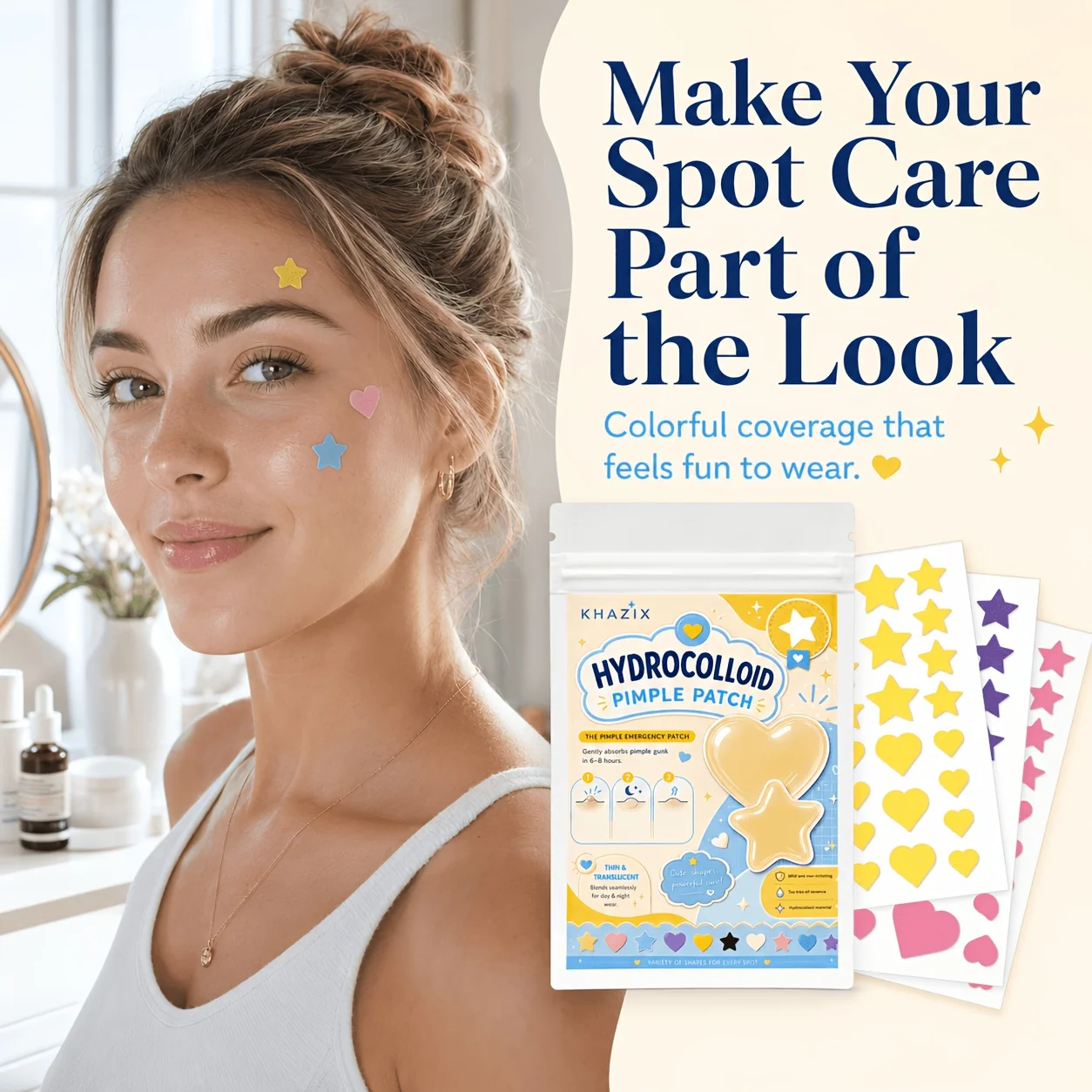 7 colors, 252 PCS/756 PCS. Star acne patch facial hydrogel acne patch, gentle and non-irritating, invisible and beautiful view 5