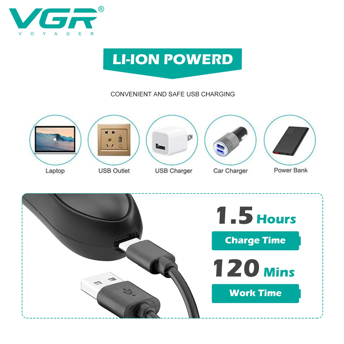 VGR 934 2in1 المتقلب المهنية مقص الشعر قابلة للشحن آلة حلاقة اللاسلكي الأنف المتقلب مقاوم للماء الشعر المتقلب للرجال