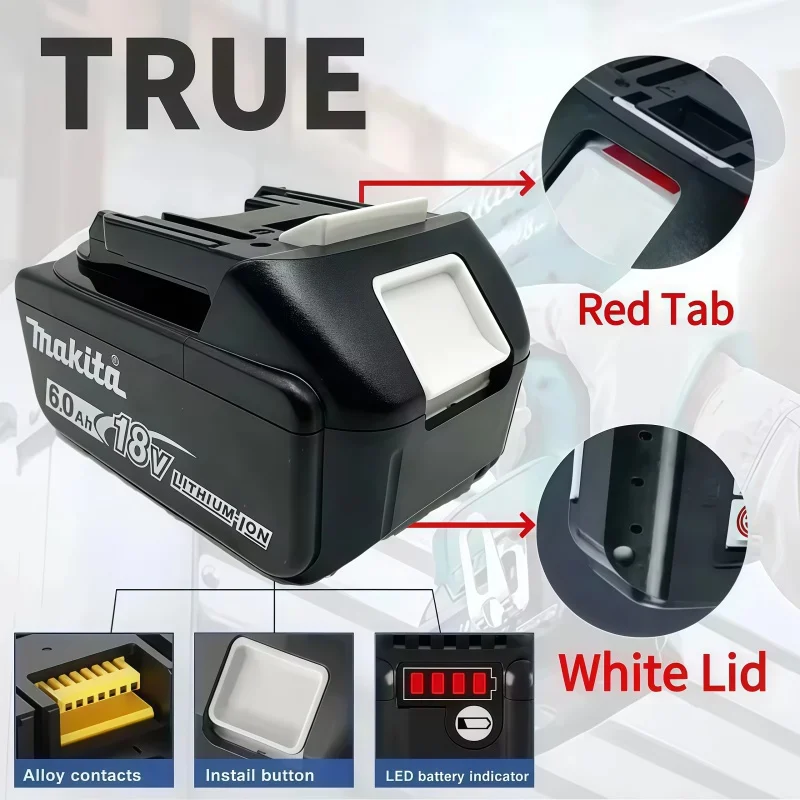 Original Makita 18V Rechargeable Battery 6.0Ah BL1860 BL1860B BL1840 BL1840B BL1850 BL1850B For Makita Power Tools - view 6