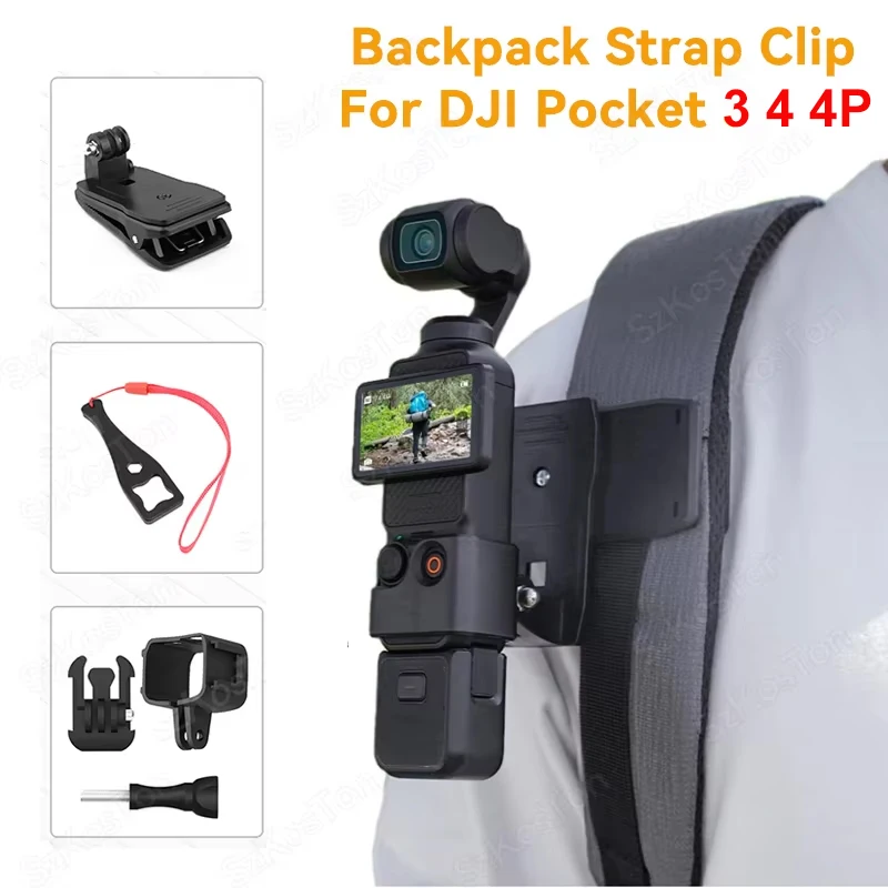 Rucksackgurt-Clip mit 360-Grad-Rotation, Hutgurt-Klemmhalterung für DJI Osmo Pocket 3 4 4 Pro Action-Kamera Zubehör