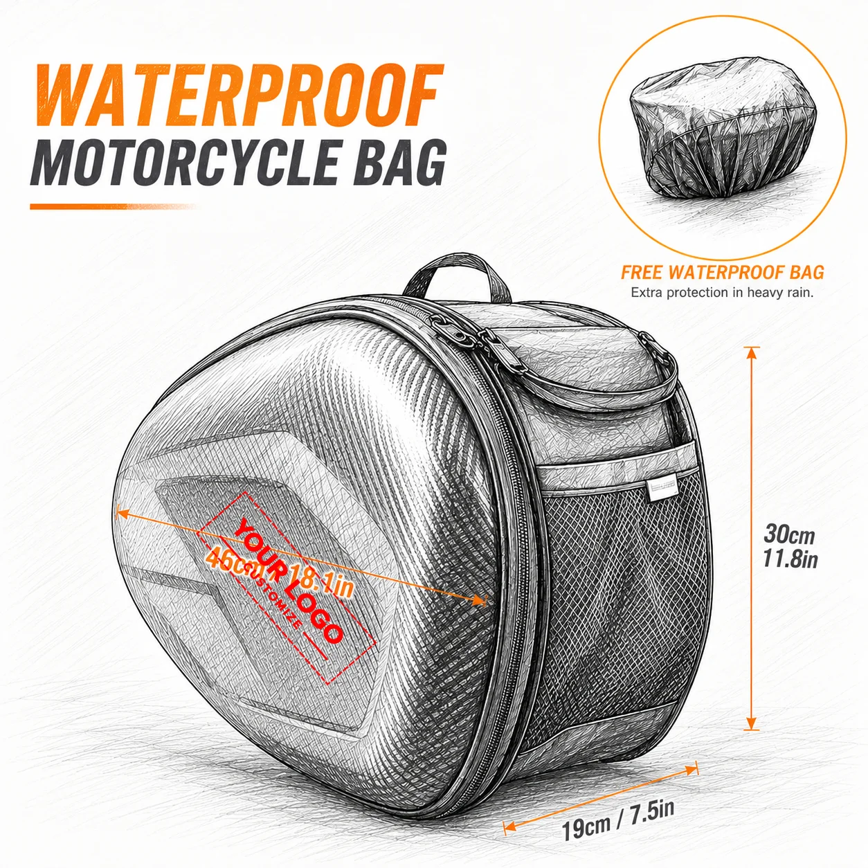 Custom Logo Motorcycle Pannier Bags Luggage Saddle Bags Side Storage Fork Travel Pouch Box Motorcycle Side Helmet Riding