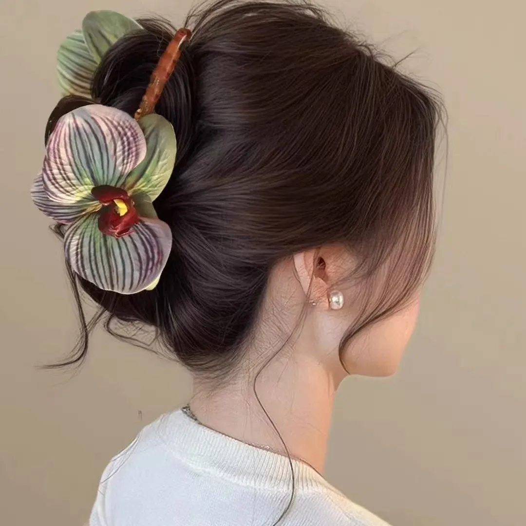 

DS NEW Simulated Phalaenopsis Hair Claw Beach Vacation Style Claw Clips INS Trendy Hair Clips for Women Girls Hair Accessories