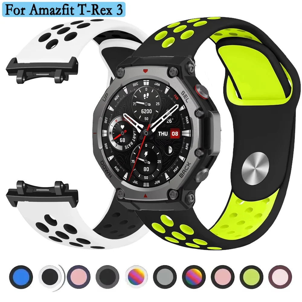 Atmungsaktives Silikonarmband für Huami Amazfit T-Rex 3 Smart Watch Band Sportarmband für Amazfit T Rex 3 Pro Handgelenkgürtel Correa
