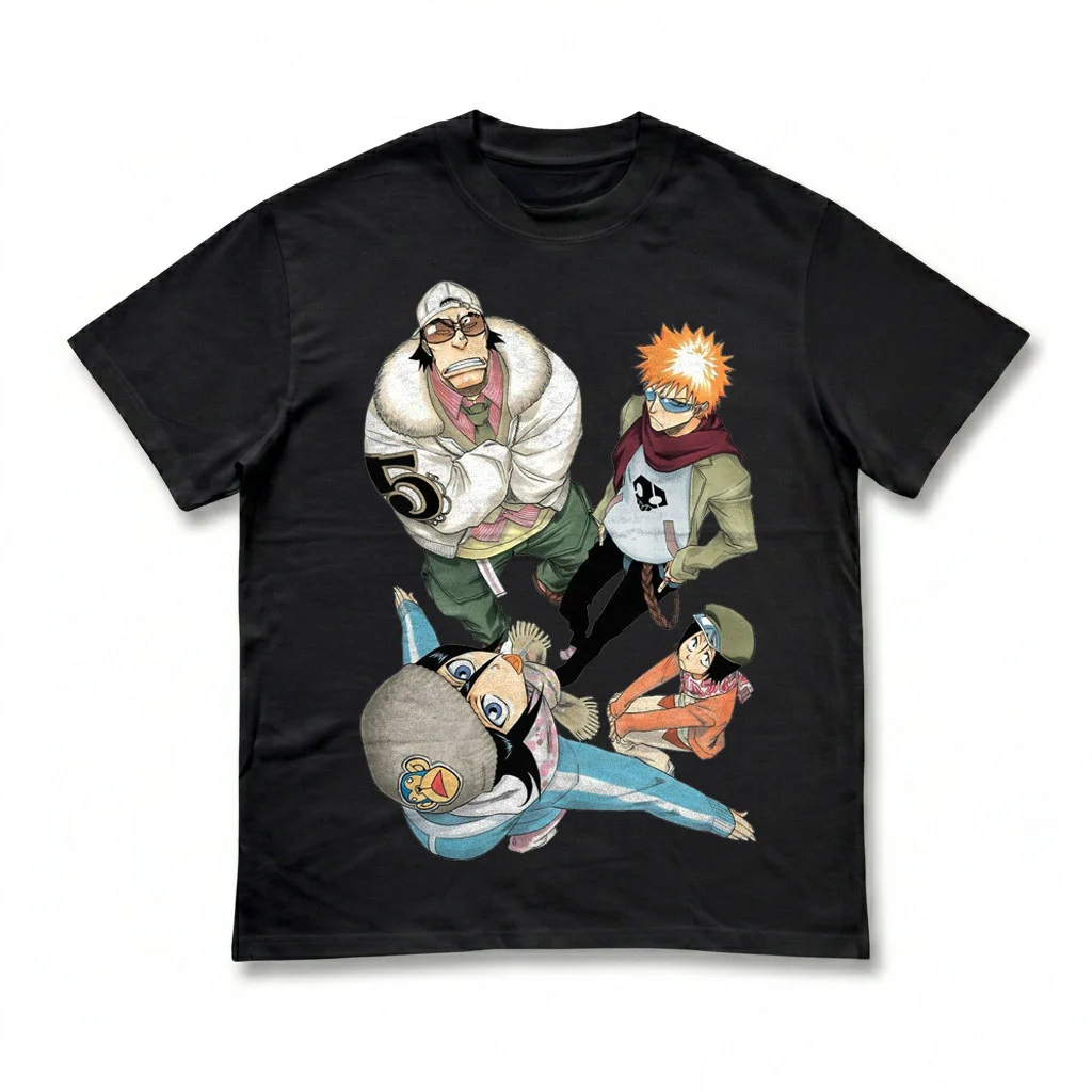 Y2k Anime Bleach Ichigo Kurosaki Graphic Cotton T-shirt Unisex Short Sleeve Fashion Brand Tee Luxury Casual Vintage Tees