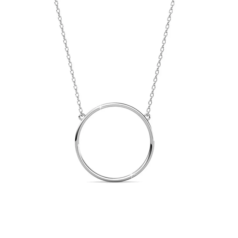 Daisini  Genuine Austrian Crystal Simple Circular Pendant Necklace  Women Girls Quality Brass Metal Summer Party Jewelry Gifts
