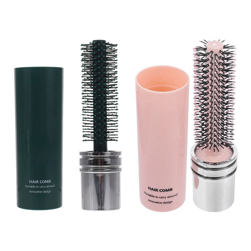 Spazzola rotonda da viaggio da 2 pezzi per asciugare il colpo Piccolo pettine portatile per lo styling dei capelli ricci Donna Uomo Spazzola per capelli a doppio uso