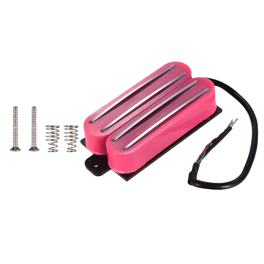 Humbucker Pickup For Guitar St Lp Electric,Dual Rail Guitar Replacement Parts Coil Pickup With 5 Wires (Pink)