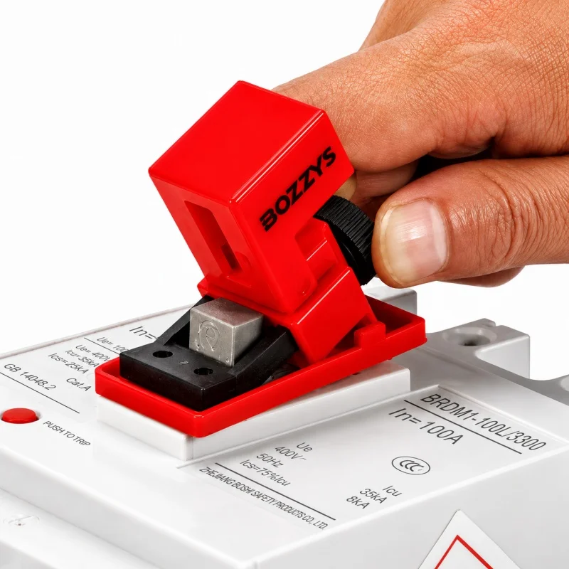 BOZZYS Clamp-On Single Pole Breaker Lockout Tagout Device 480V/600V Industrial Nylon Clamp Tool MCCB Type