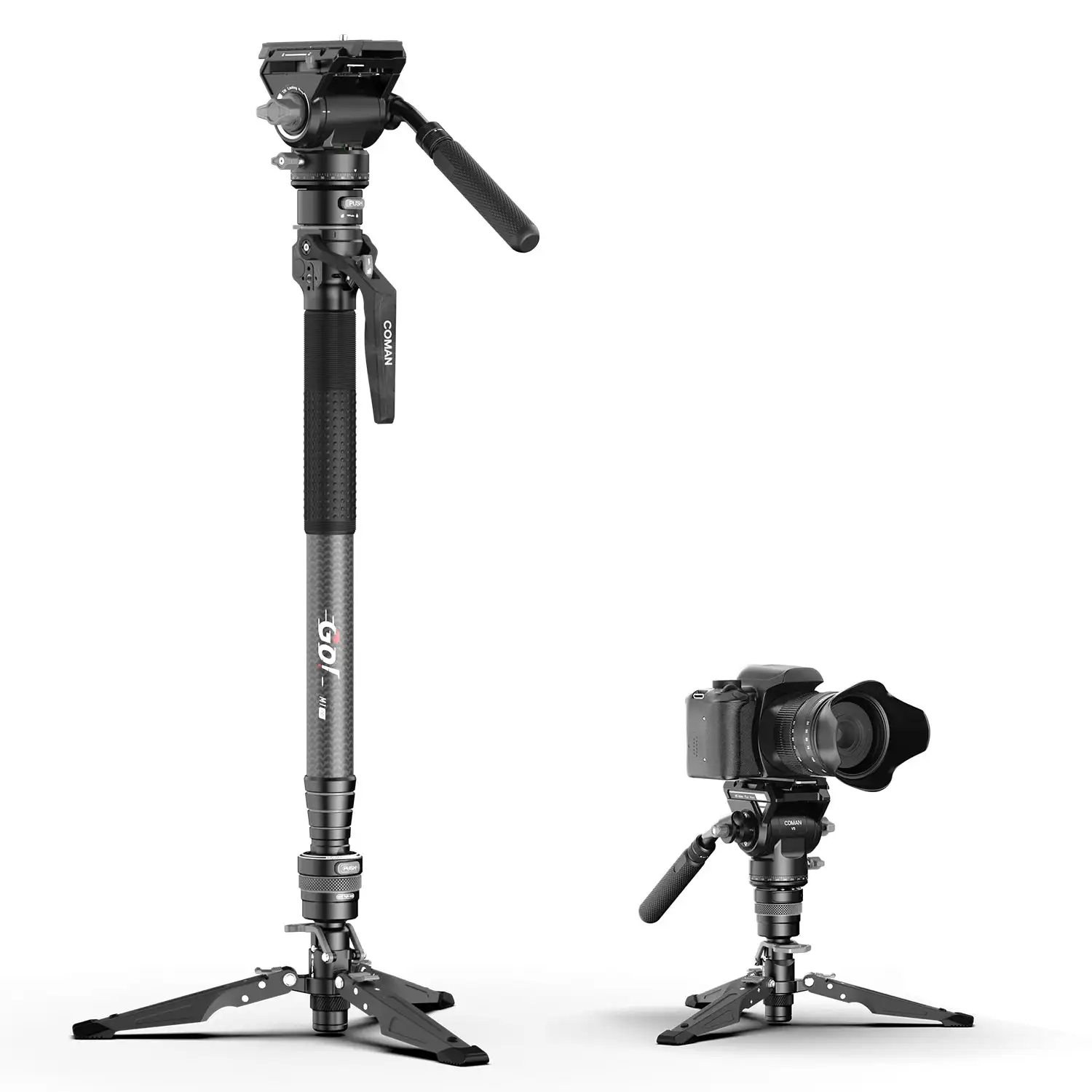 COMAN M1 Pro V5 Carbon Fiber Monopod One Click Quick Release 69in Travel Tripod for DSLR Camera Photo Video