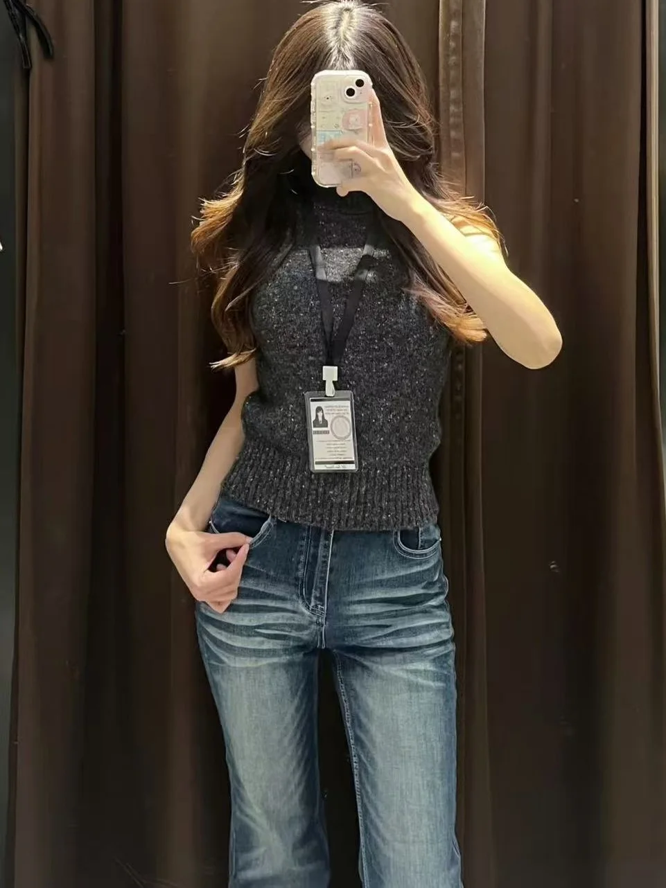 

oulder Bared High Collar Knitted Wool Vest Top Svel Autumn New Arrival Faionable Trendy Polyester Fiber Women's Vest