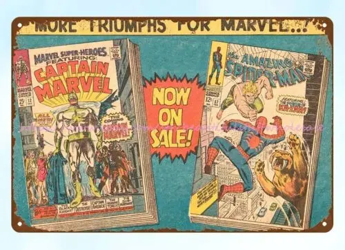 1968 Comic Book Ad Super-Heroes Captain metal tin sign mancave wall decor