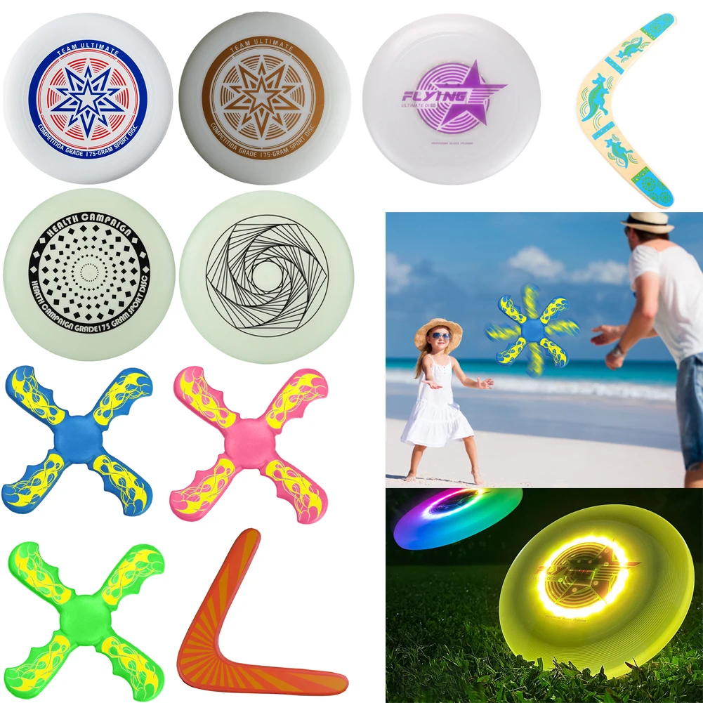 Nightlight Flying Discs Ultimate Luminous Disc 3 Bladed Boomerang V Shaped Boomerang Flying Disc Throw Parent-child Play Game