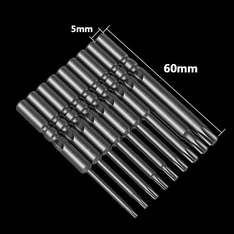 Бита для электрической отвертки Torx 801, 5 мм, Круглый хвостовик, Магнитная отвертка из легированной стали S2, насадка для отвертки