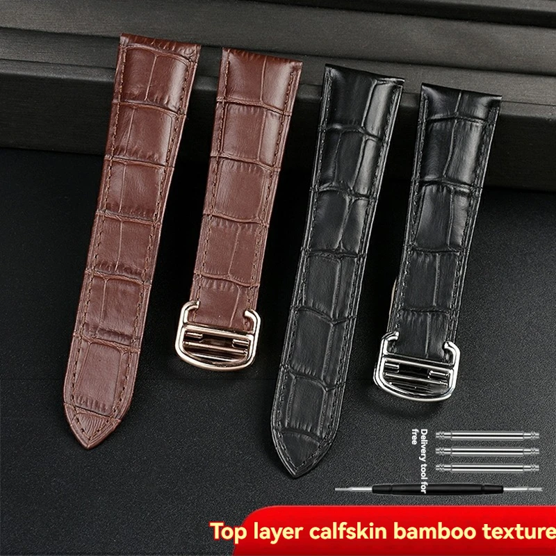 Genuine Leather Watch Band Strap for Cartier Calibre/Tank/London/Santos, 16 17 18 20 22 23 25mm, Replacement Accessory