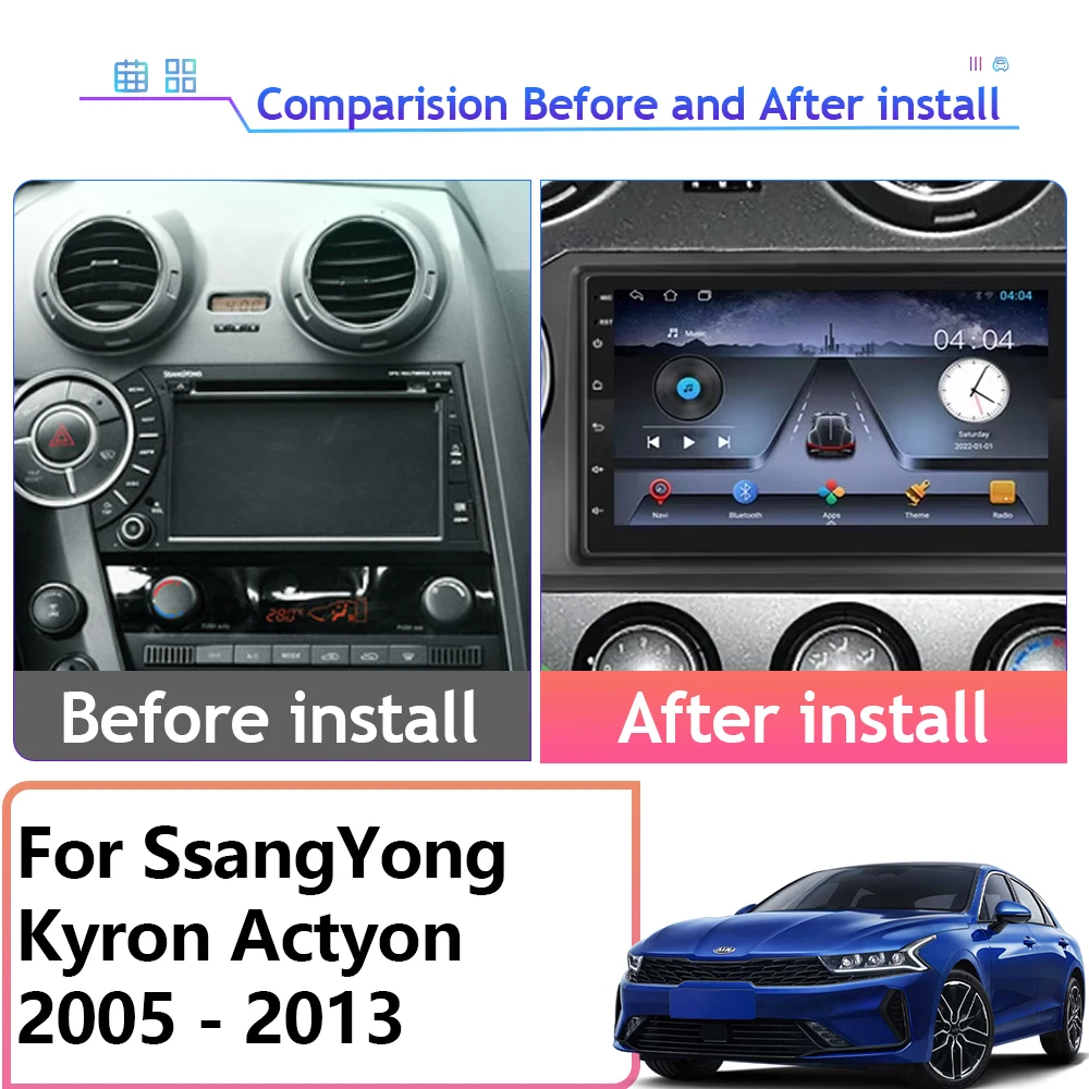 Android For SsangYong Kyron Actyon 2005 - 2013 AutoRadio Carplay Auto Multimedia Car Video Player Screen 5G No 2din DVD DSP BT