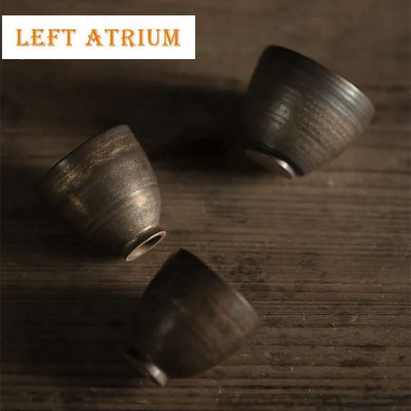 

2 шт./компл., чайные чашки ручной работы с железной глазурью и тонкими шинами, ретро-керамическая личная чашка для лагеря, кунг-фу, чайная чаша, чаша для чая Pu'er Master Cup Chazhan