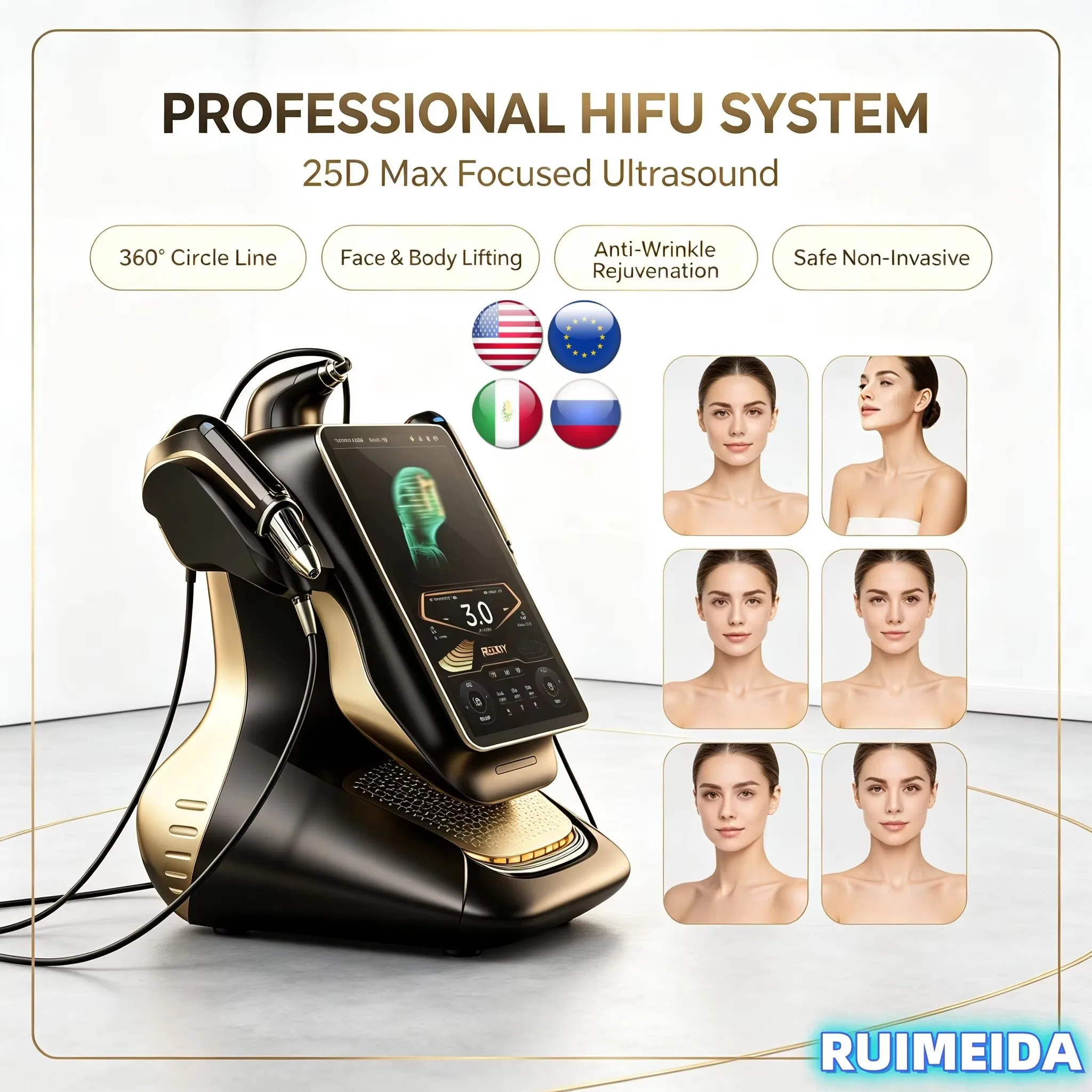 360MAX 25D HIFU Machine Facial Lift Body Lift 3 In 1 EMS RF For Non Invasive Facial Anti Aging And Body Firming Slimming