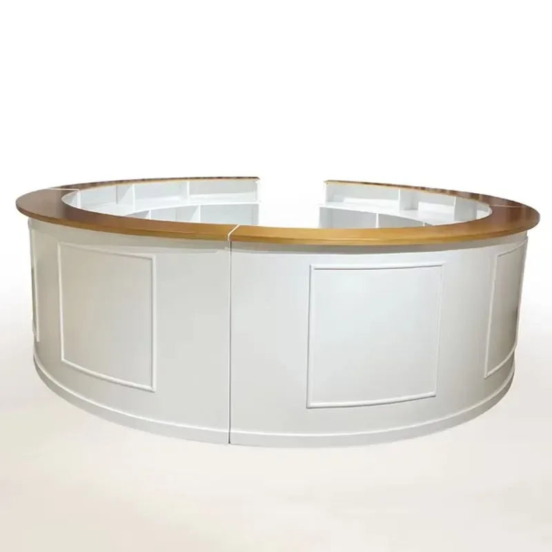 Custom Event Party Bar Furniture S-Shaped Wooden Bar Counter Curved White Modern Nightclub Bar Counter
