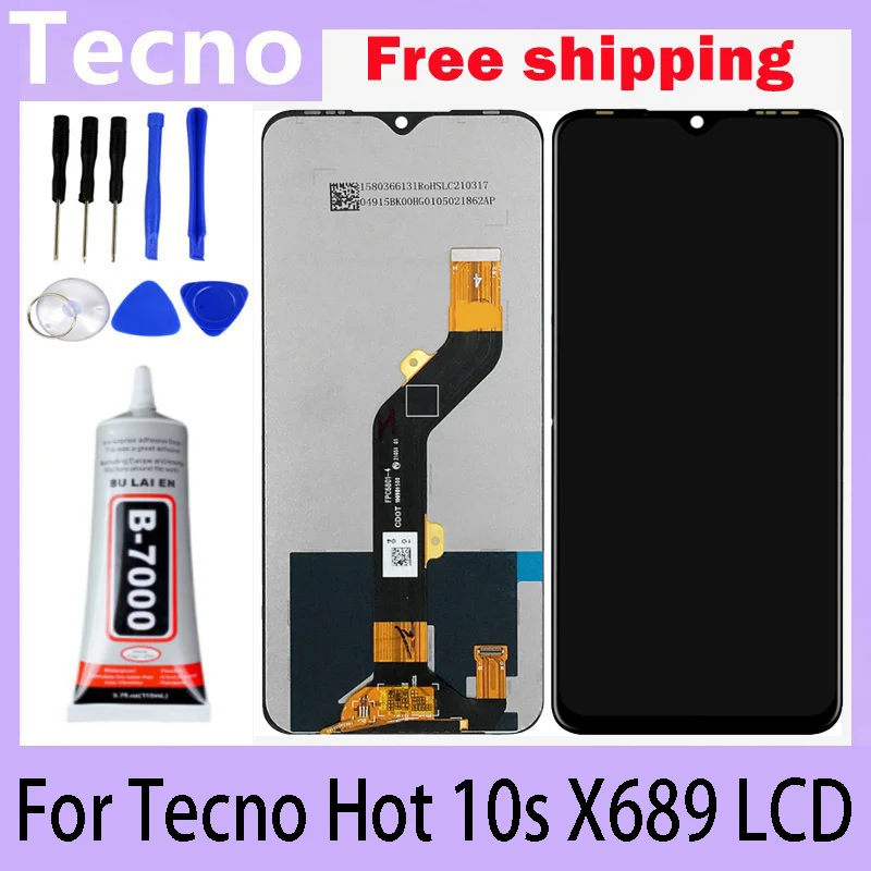 6.82inch New X689 LCD For Infinix HOT 10T 10S X689C x689D LCD Display Touch Screen Digiziter Assembly Repair Replacement Parts