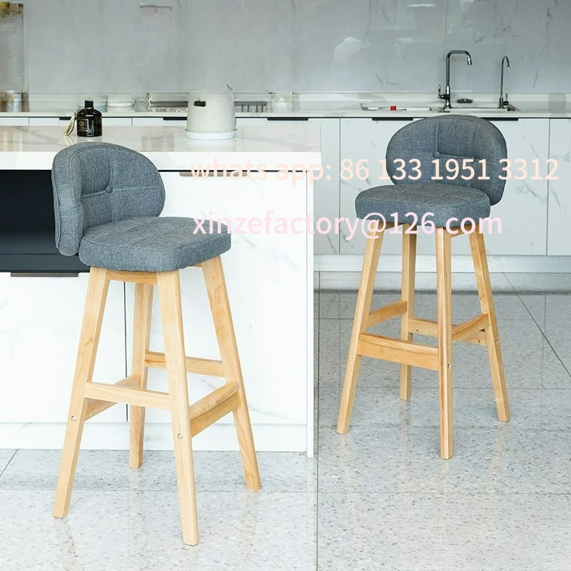 

Customizable chair Solid wood modern minimalist bar chair Internet celebrity chair High stool Bar stool Home minimalist