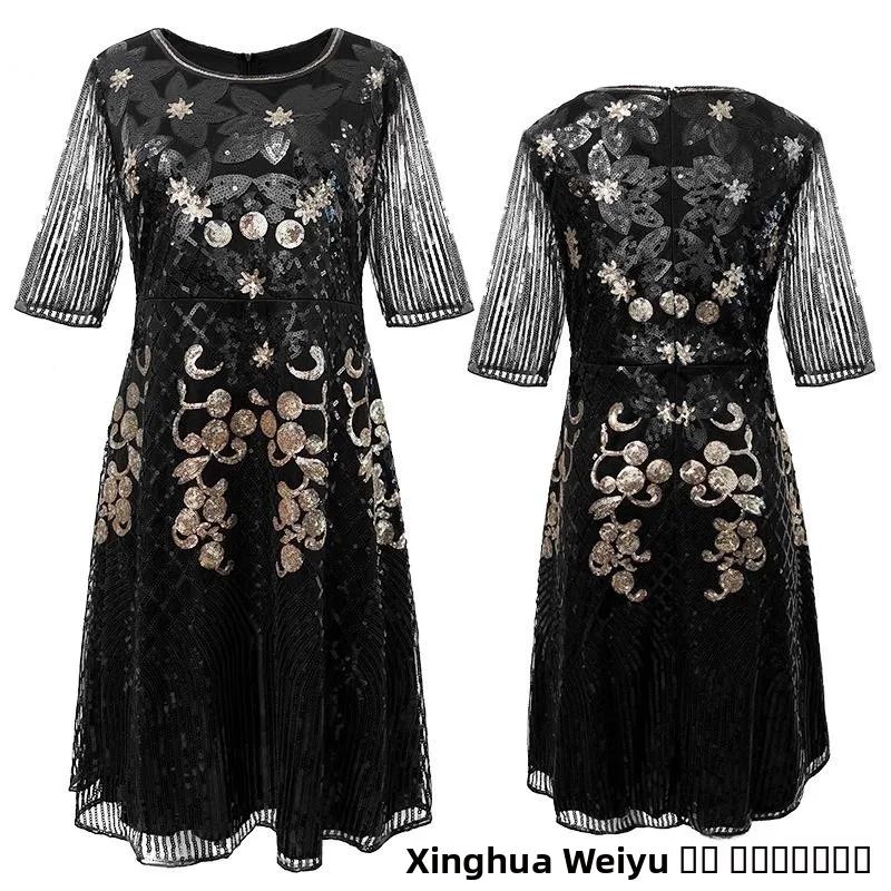 Retro 920s Sequin Dr Women's Performance Gown Ele High-End Evening Dr iny Beads Stage Costume Fem