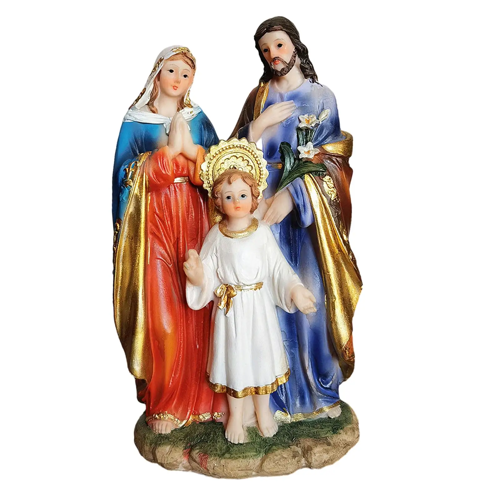 Resin Sculpture Collection Art Crafts Tabletop Figurine Holy Family with Child Figurine for Car Table Living Room Home Holiday