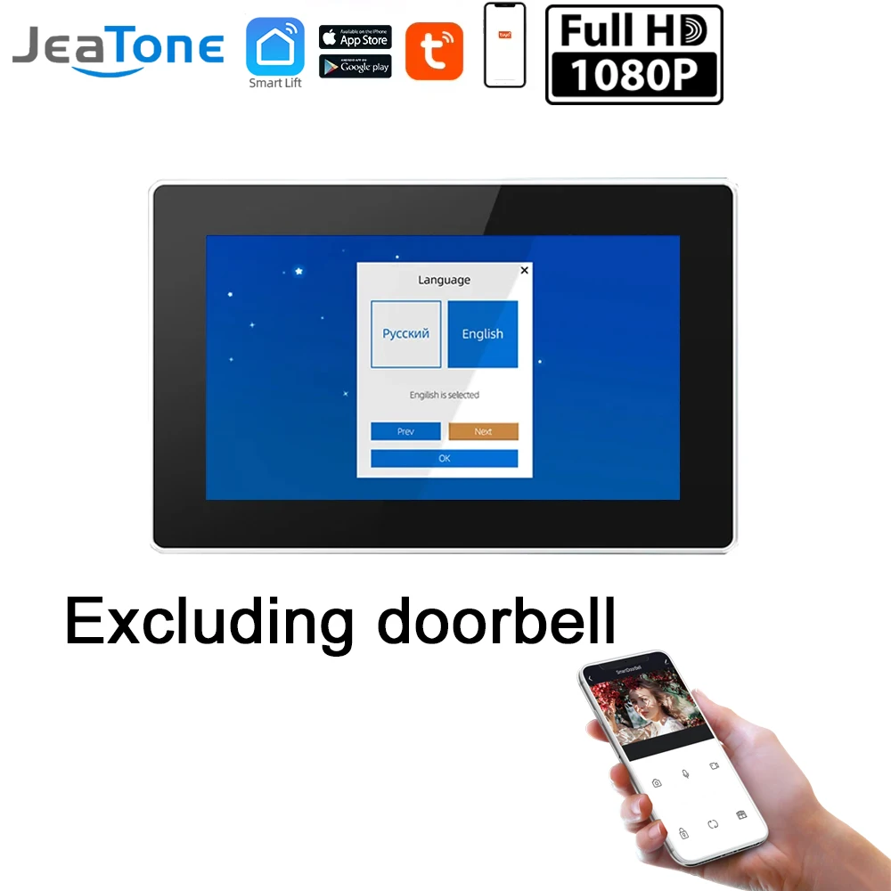 Jeatone 7 pouces Wifi interphone vidéo sonnette Tuya caméras pour appartement moniteur caméra Unitd 