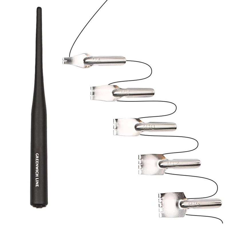 Conjunto caneta dip oblíqua para caligrafia, com suporte para caneta, 5 pontas substituíveis, ferramentas quadrinhos para