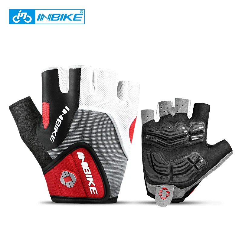 INBIKE-guantes de medio dedo para ciclismo, a prueba de golpes, transpirables, de GEL, para ciclismo de montaña