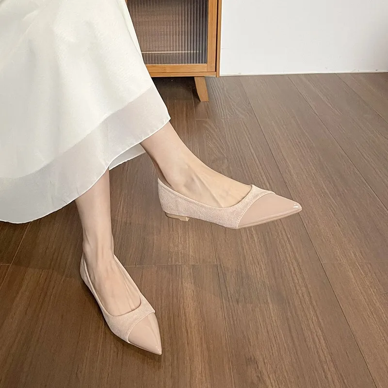 

DIMANYU Ballet Flats Women's 2025 New Pointy Toe Summer Women's Dress Shoes Splicing Commuter Large Size Women's Shoes