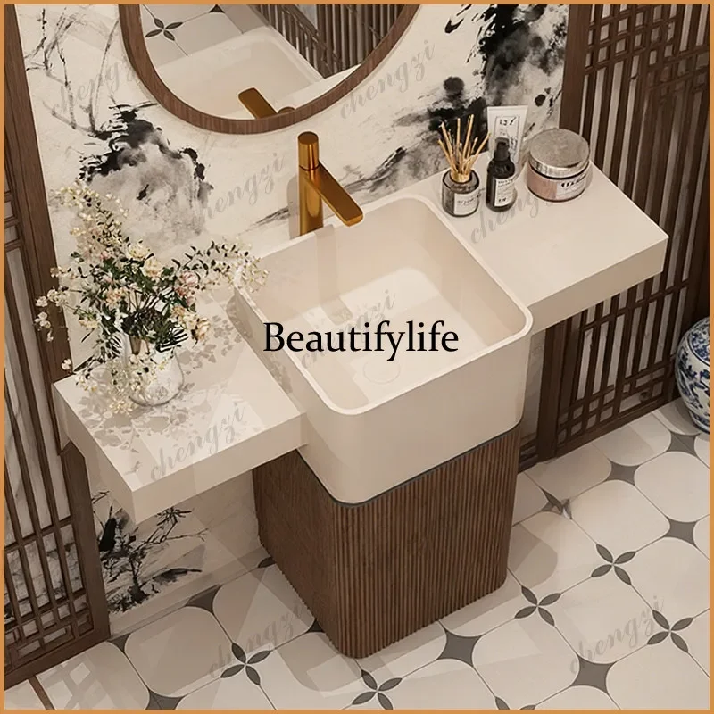NQ52  medieval style wash basin, bathroom integrated floor-to-ceiling washstand, designer home improvement  creative column basi