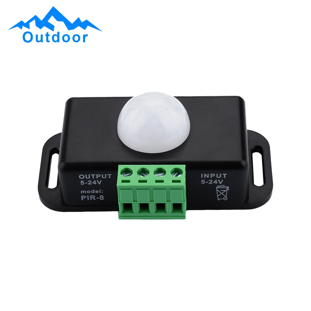 PIR Infrared Motion Sensor Adjustable DC 5-24V PIR Human Body Motion Sensor Detector Switch Induction Switch 6A 72-144W Black