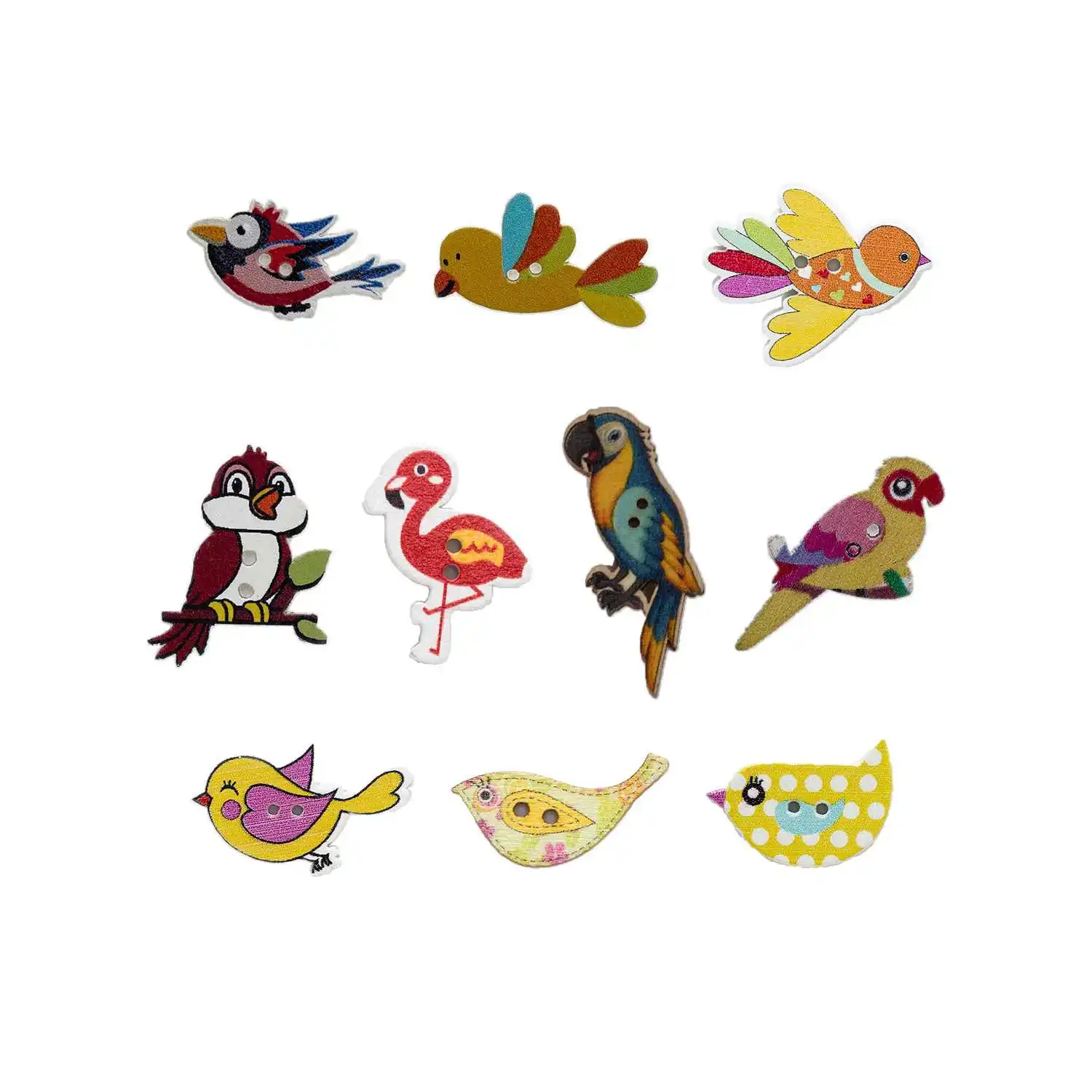 30pcs Cartoon Variety Bird Opt Wood Button Sewing Scrapbooking Clothing Headwear Handmade Crafts Home Decor Accessories DIY