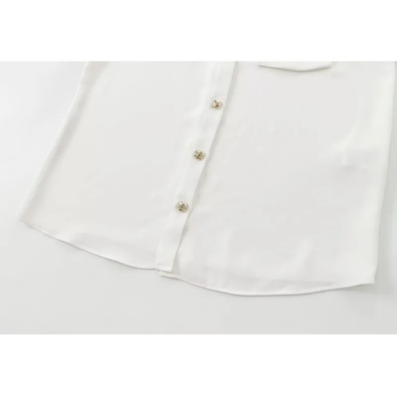 Camicie con spalline da donna HipSeam Autunno semplice tasca a maniche lunghe ampia ed elegante camicette in crepe da donna Top femminili casual