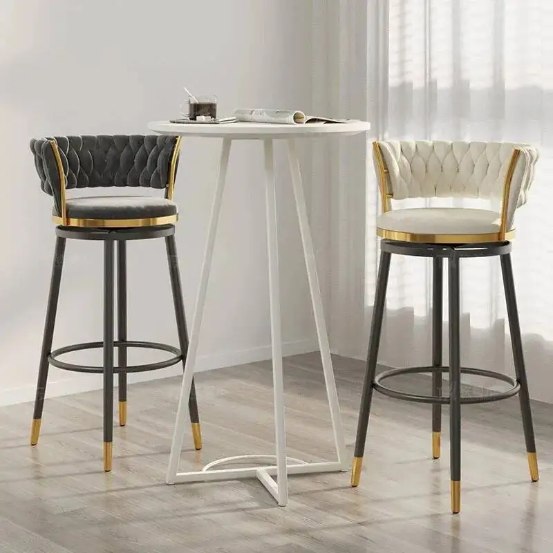 

Rotating Nordic Luxury Home Bar Chairs Luxury Kitchen High Stool Designer Restaurant High Back Chair Modern Bar Furniture A B