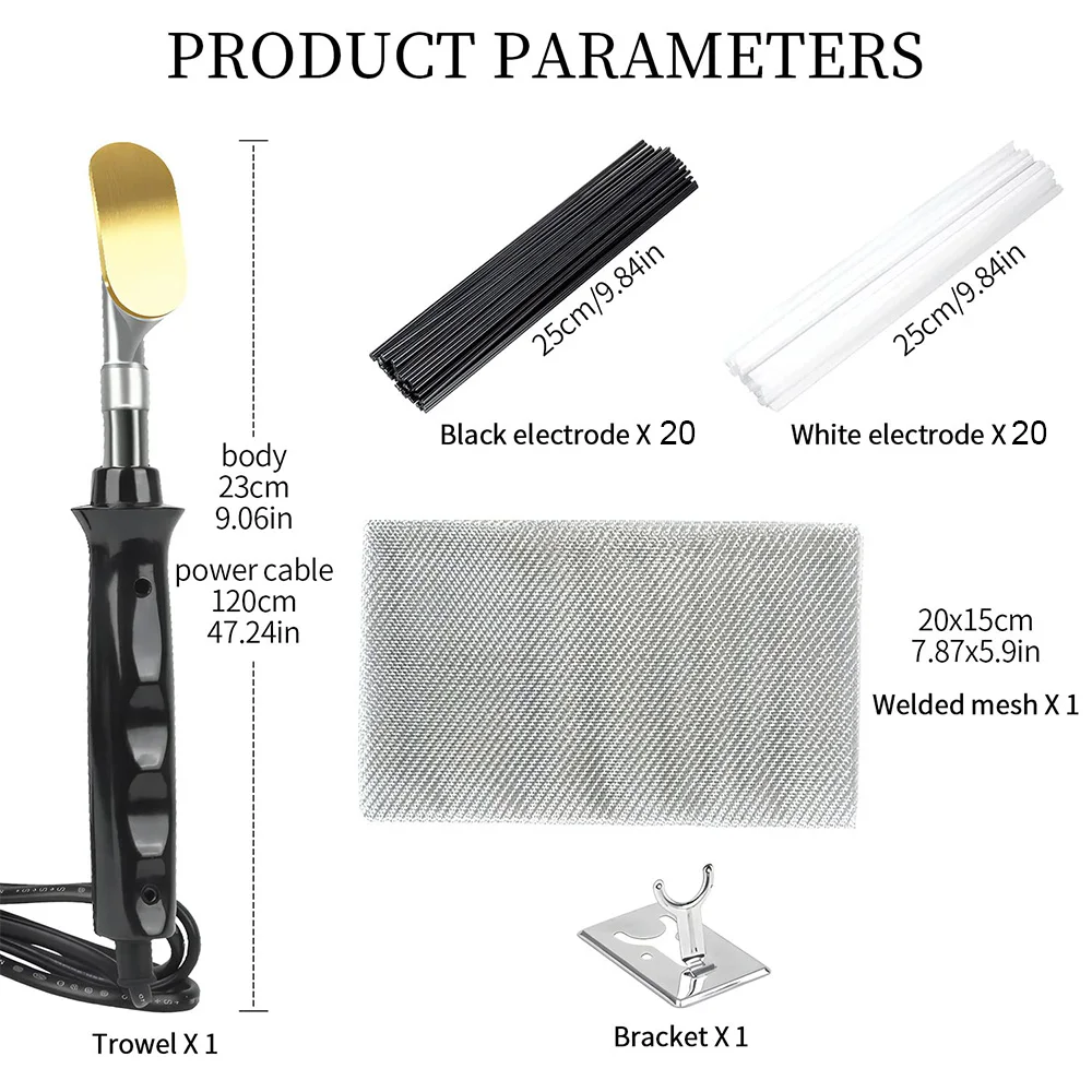 Zderzak samochodowy zestaw naprawczy Podofo 50W maszyny do spawania tworzyw sztucznych do łódź kajak samochodowych z 40 prętami spawalniczymi siatka