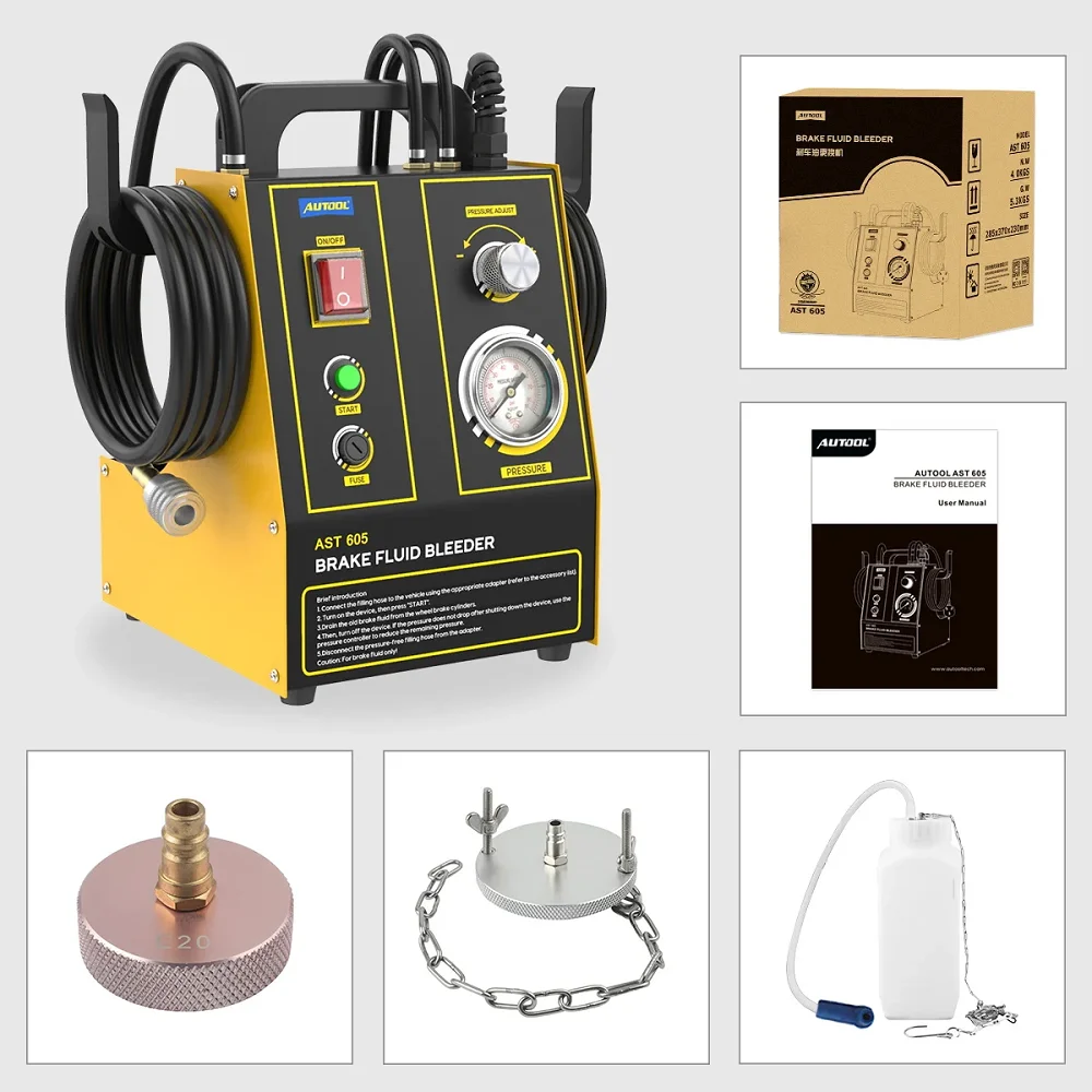 Pompa di spurgo del liquido dei freni per auto Estrattore rapido Scambiatore di olio Strumento automobilistico per AUTOOL AST603 per la manutenzione dei veicoli